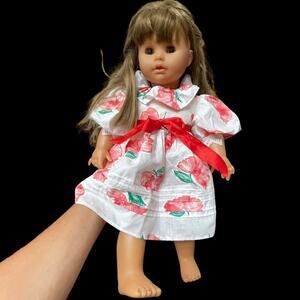 Max Zapf Doll Brown Hair & Eyes Vtg 1980s 50-16-05 Germany Floral Dress READ